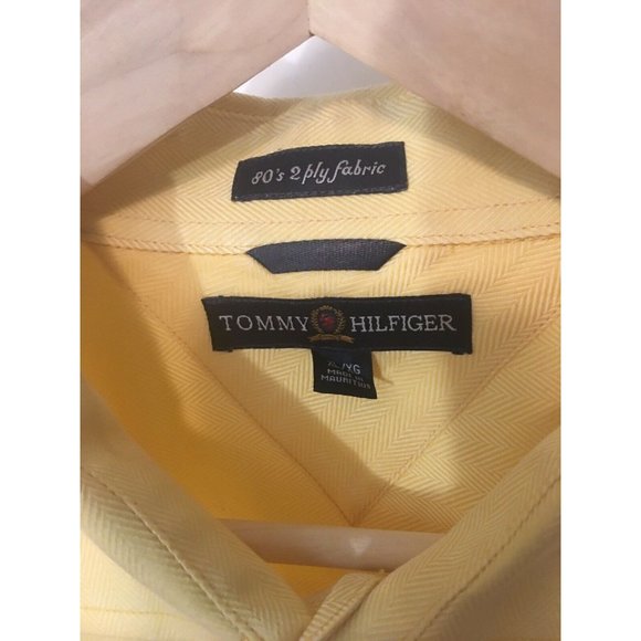 Tommy Hilfiger "80's 2 PLY Fabric Cotton" Yellow Button Front Men’s Sz XL Shirt - Picture 2 of 8
